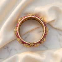 Royal Ruby Pink Kundan Polki Kada Bracelet for Women
