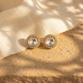 Vedilora Kundan Round Stud Earrings – Gold-Tone Crystal Statement Earrings