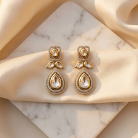 Classic Crystal Teardrop Drop Earrings – Gold-Tone Statement Earrings