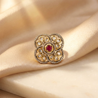 Ruby Floral Kundan Statement Ring