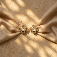 Vedilora Kundan Triangle Stud Earrings – Elegant Gold-Tone Statement Jewellery