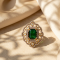 Kundan Floral Statement Ring Free Size / Adjustable Fit