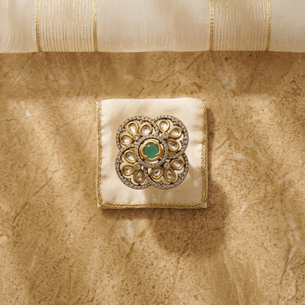 Ruby Floral Kundan Statement Ring