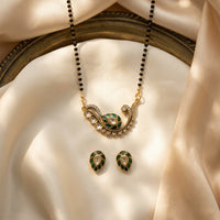 Royal Emerald Green Kundan Mangalsutra Set with Earrings