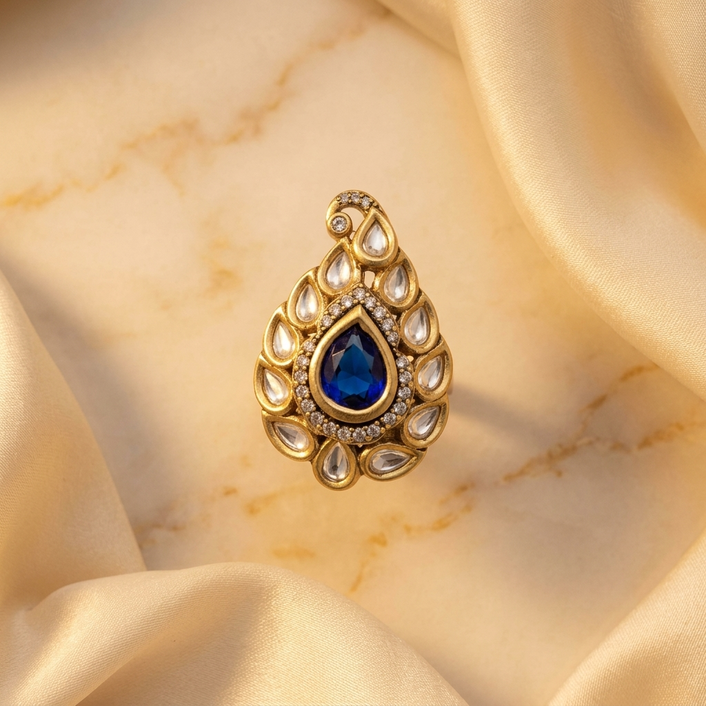 Teardrop Ethnic Ring - Royal Blue