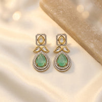 Royal Emerald Green Teardrop Kundan Earrings