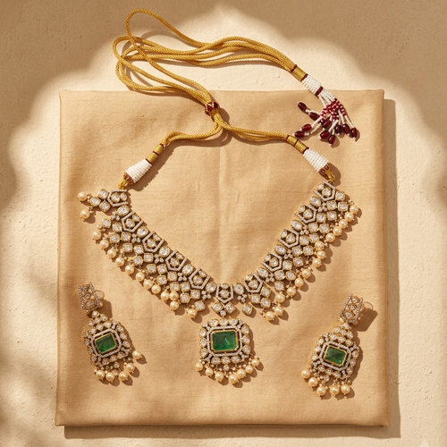 Emerald Kundan Bridal Necklace Set