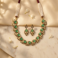 Mint Green Kundan-Inspired Necklace & Earrings Set