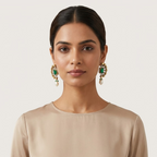 Nira Kundan-Inspired Pearl-Style Drop Earrings