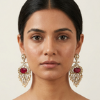 Ruby Kundan-Inspired Chandelier Earrings