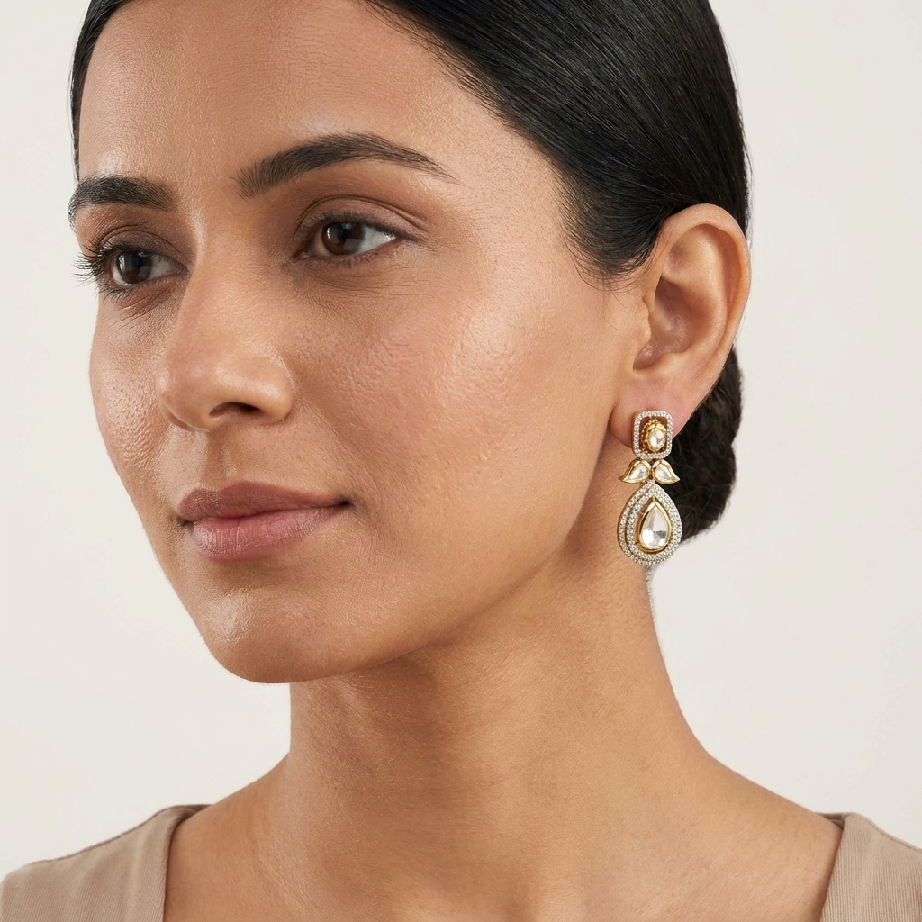 Classic Crystal Teardrop Drop Earrings – Gold-Tone Statement Earrings