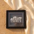 Elegant Elephant Family 999 Silver Foil Art Frame