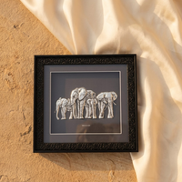 Elegant Elephant Family 999 Silver Foil Art Frame