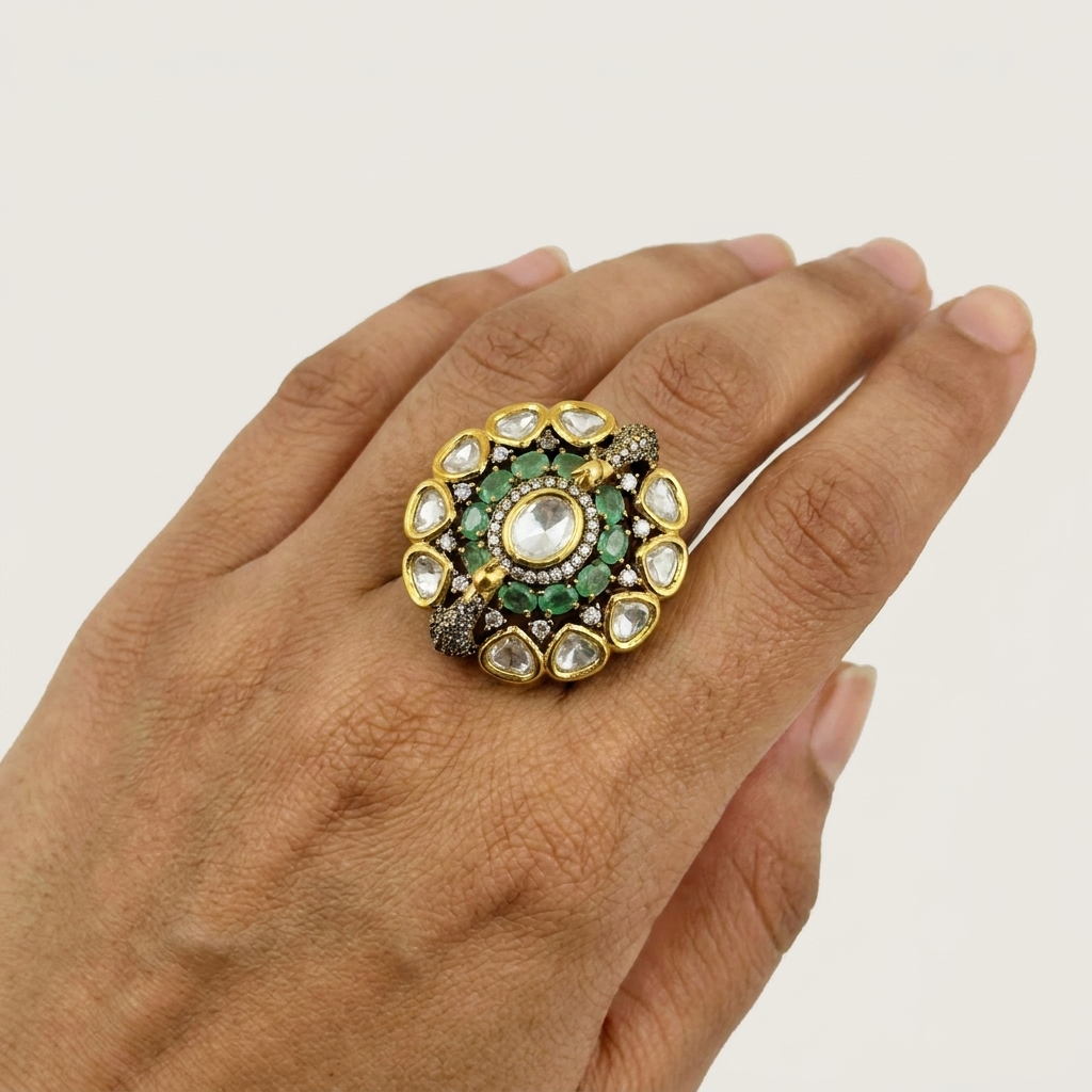 Floral Stone Ethnic Ring