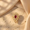Teardrop Kundan Statement Ring Free Size / Adjustable Fit