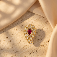 Teardrop Kundan Statement Ring Free Size / Adjustable Fit