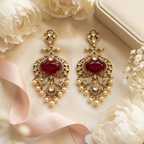 Ruby Kundan-Inspired Chandelier Earrings