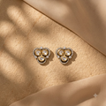 Vedilora Kundan Floral Stud Earrings – Elegant Gold-Tone Statement Jewellery