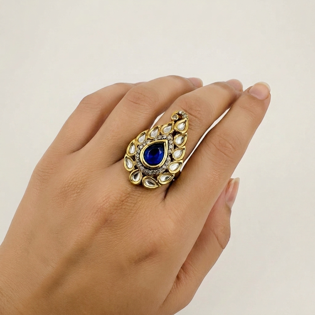 Teardrop Ethnic Ring - Royal Blue