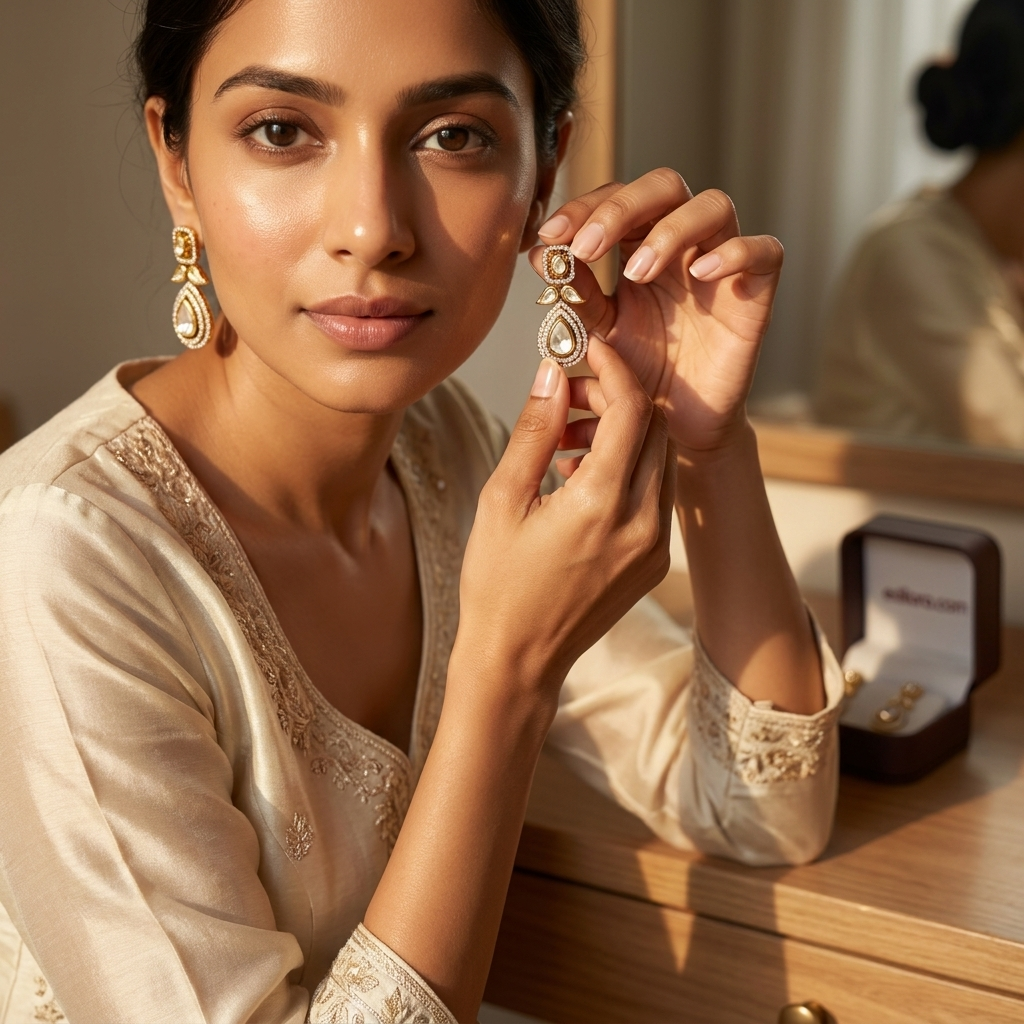 Classic Crystal Teardrop Drop Earrings – Gold-Tone Statement Earrings