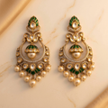 Traditional Kundan Chandbali Earrings – Green