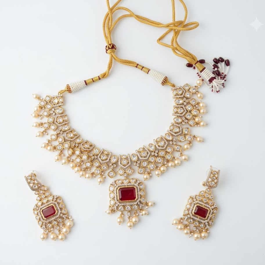 Emerald Kundan Bridal Necklace Set