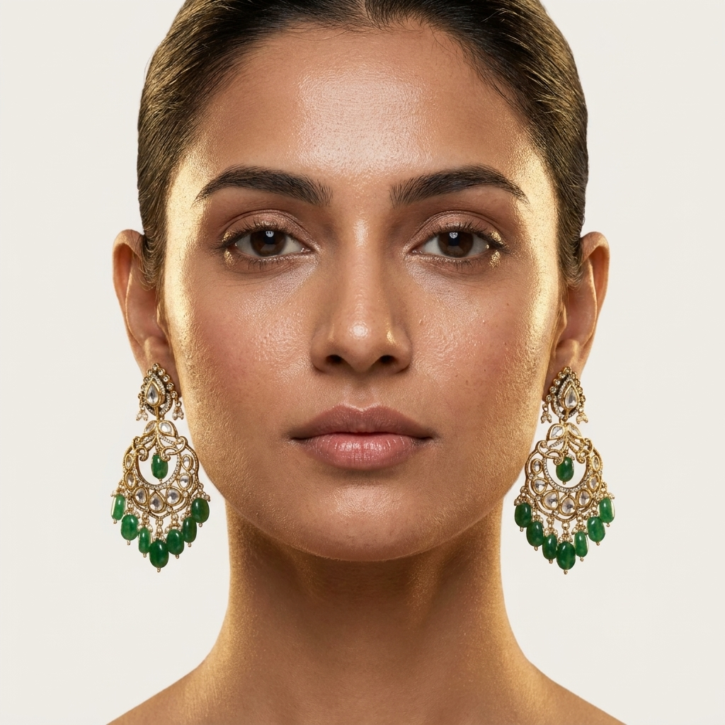 Royal Pink Kundan-Inspired Chandbali Earrings