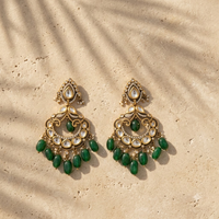 Vedilora Kundan Pearl Chandbali Earrings – Traditional Statement Jewellery