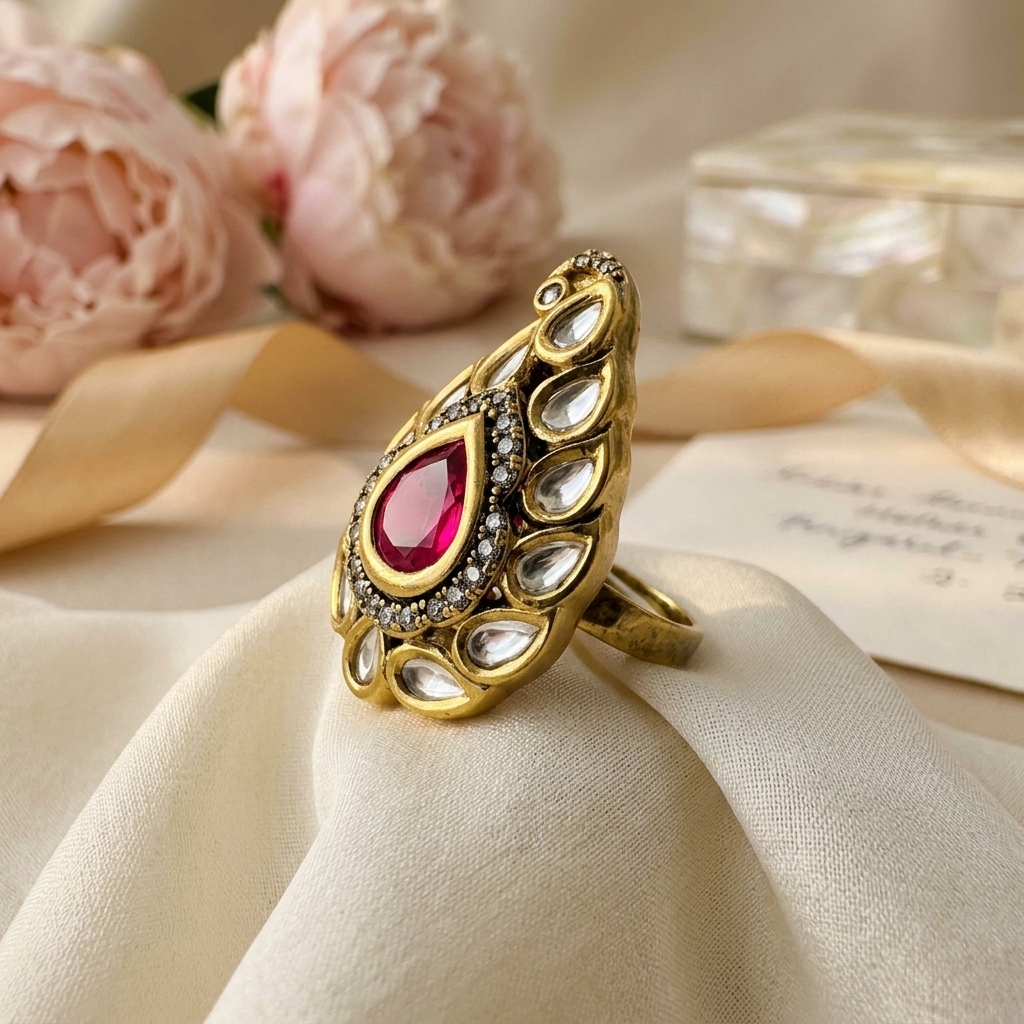 Teardrop Ethnic Ring - Royal Blue