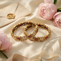 Ruby Kundan Bangles Set – Gold-Finish Traditional Designer Kada