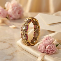 Royal Pink Kundan Antique Bangle