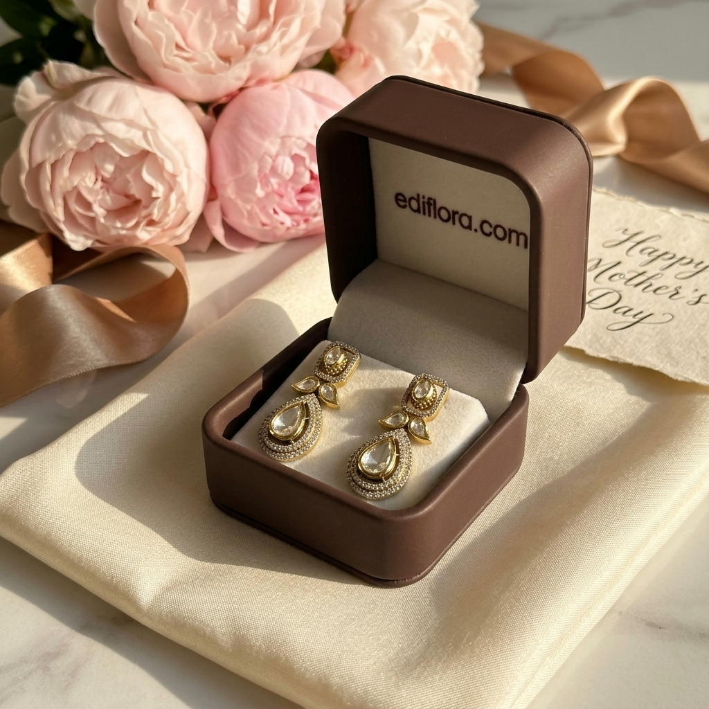 Classic Crystal Teardrop Drop Earrings – Gold-Tone Statement Earrings