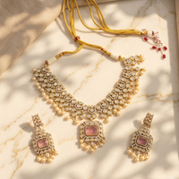Blush Pink Kundan Bridal Necklace Set