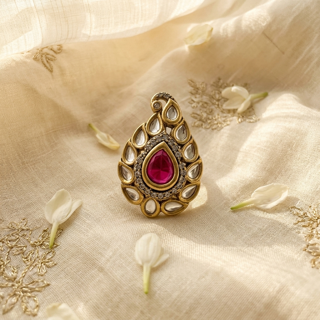 Teardrop Ethnic Ring - Royal Blue