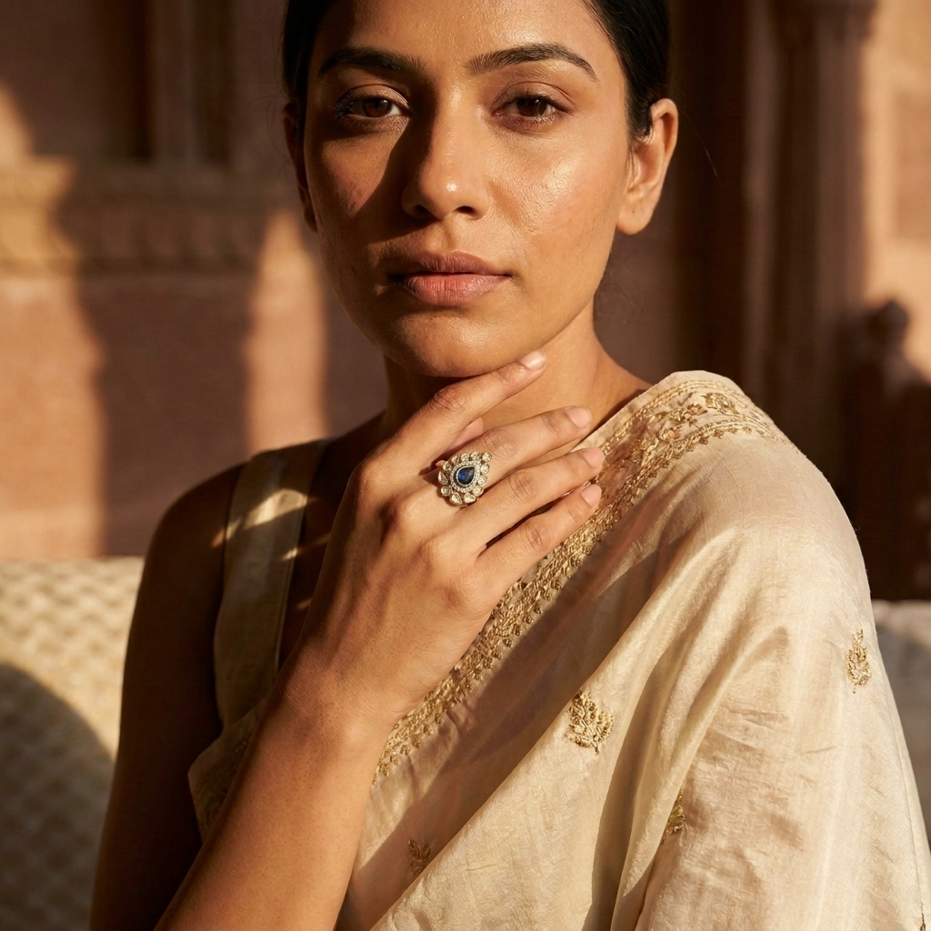 Teardrop Ethnic Ring - Royal Blue