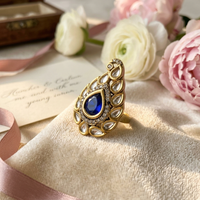 Teardrop Ethnic Ring - Royal Blue