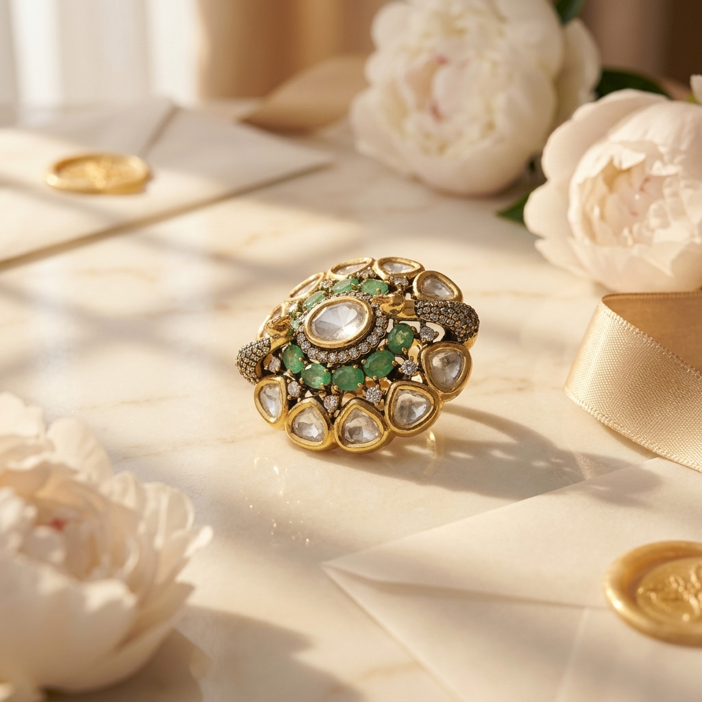 Floral Stone Ethnic Ring