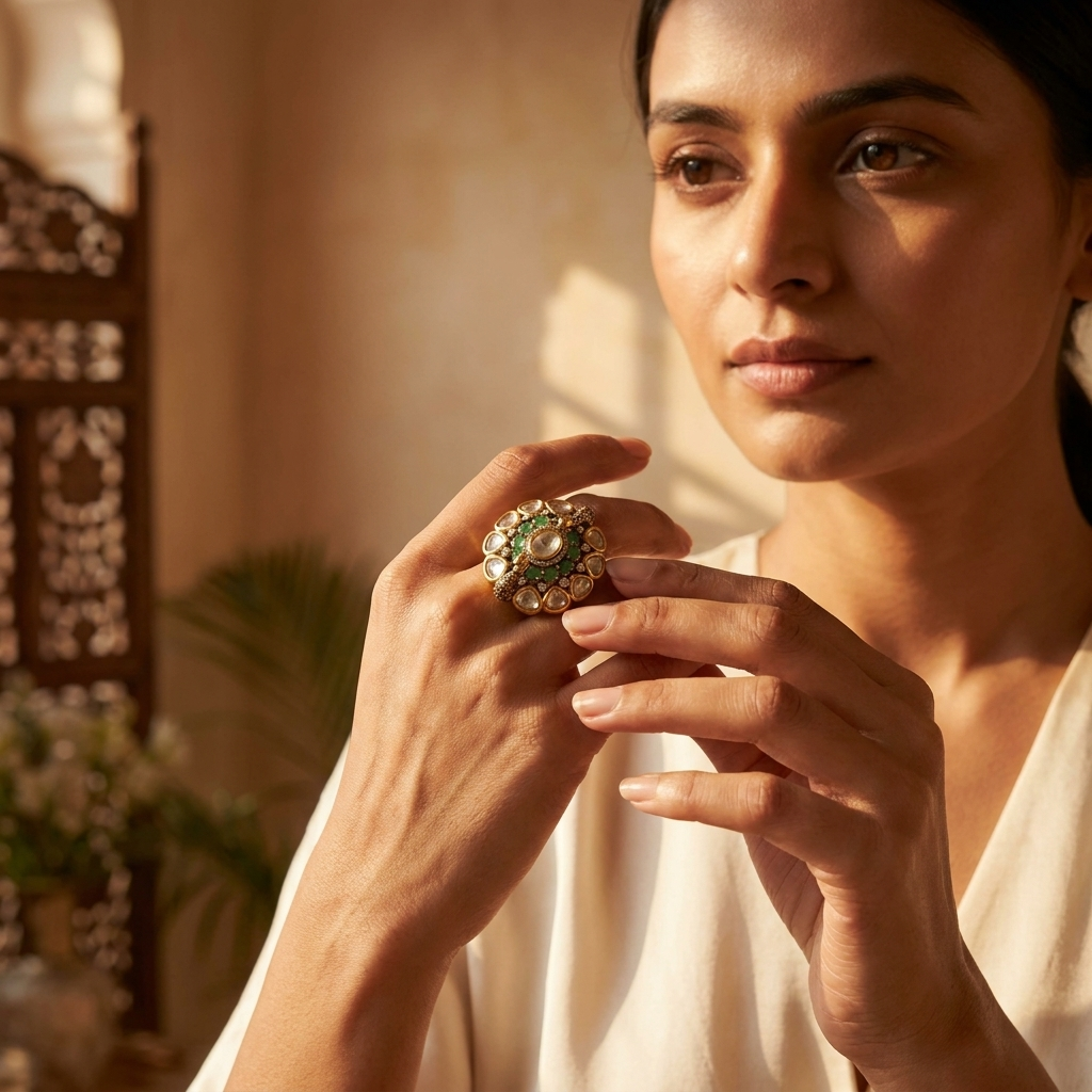 Floral Stone Ethnic Ring