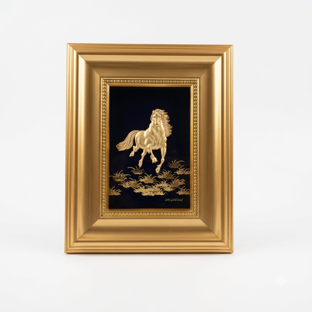 SINGLE HORSE 24K GOLD FRAME