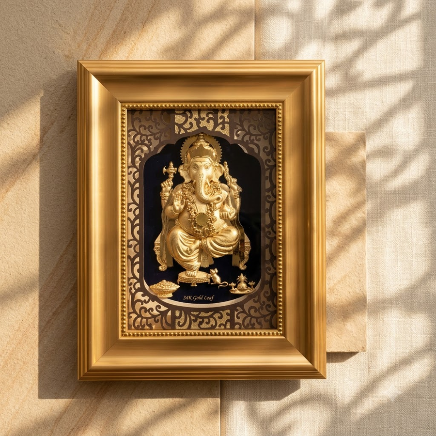24K Gold Foil Ganesha Decorative Frame