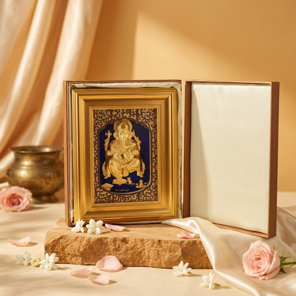 24K Gold Foil Ganesha Decorative Frame
