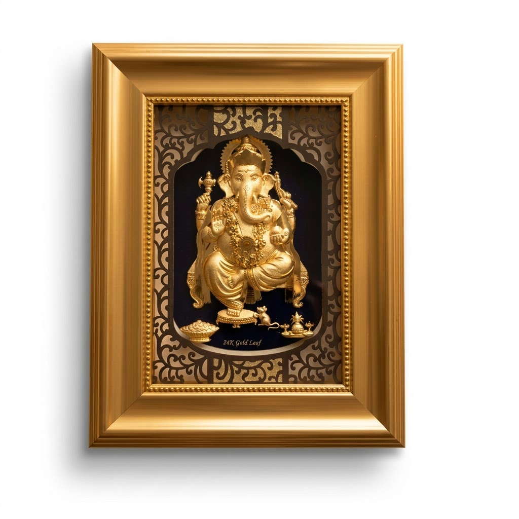24K Gold Foil Ganesha Decorative Frame