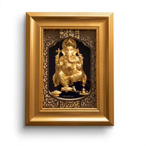24K Gold Foil Ganesha Decorative Frame