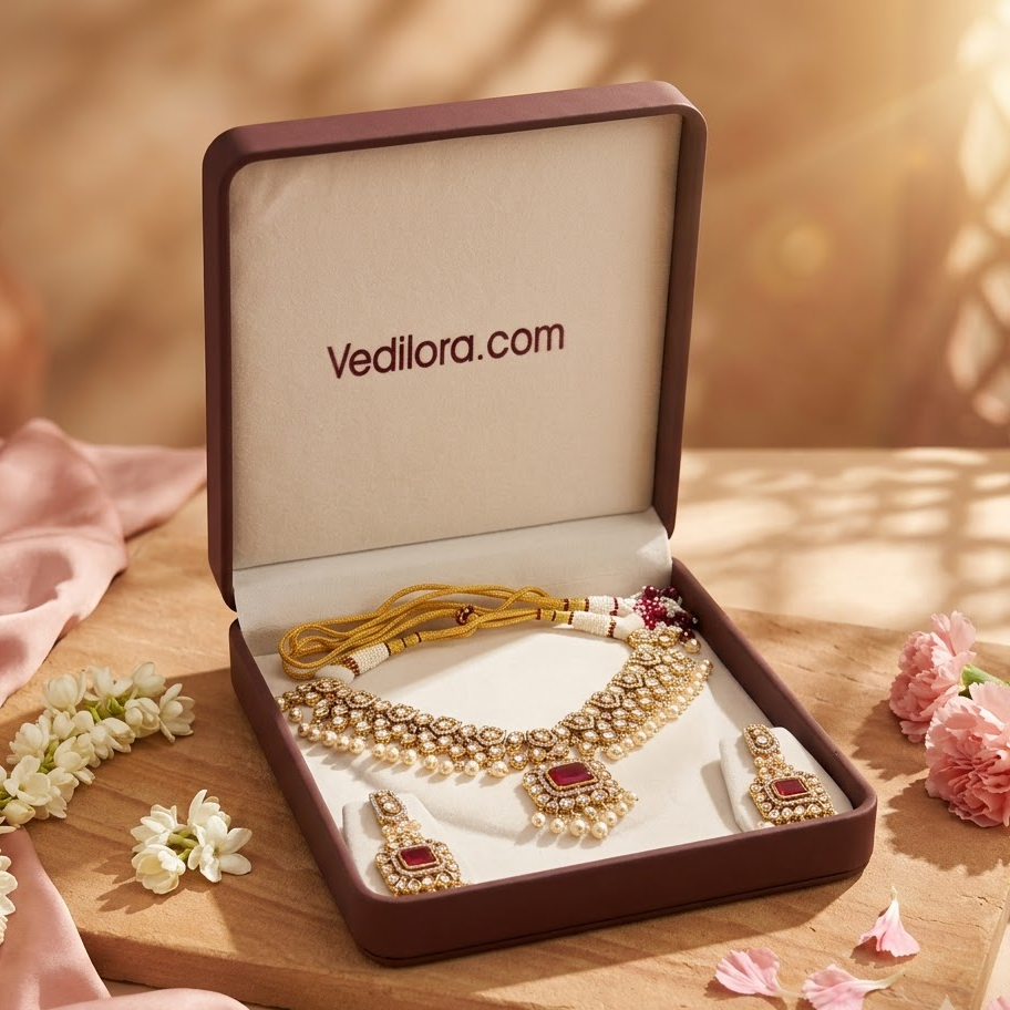 Emerald Kundan Bridal Necklace Set
