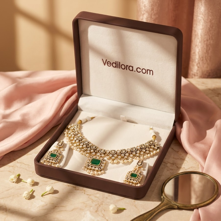 Emerald Kundan Bridal Necklace Set