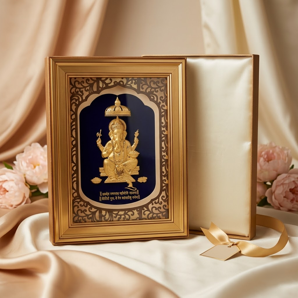 Divine Ganesha 24K Real Gold Foil Decorative Frame