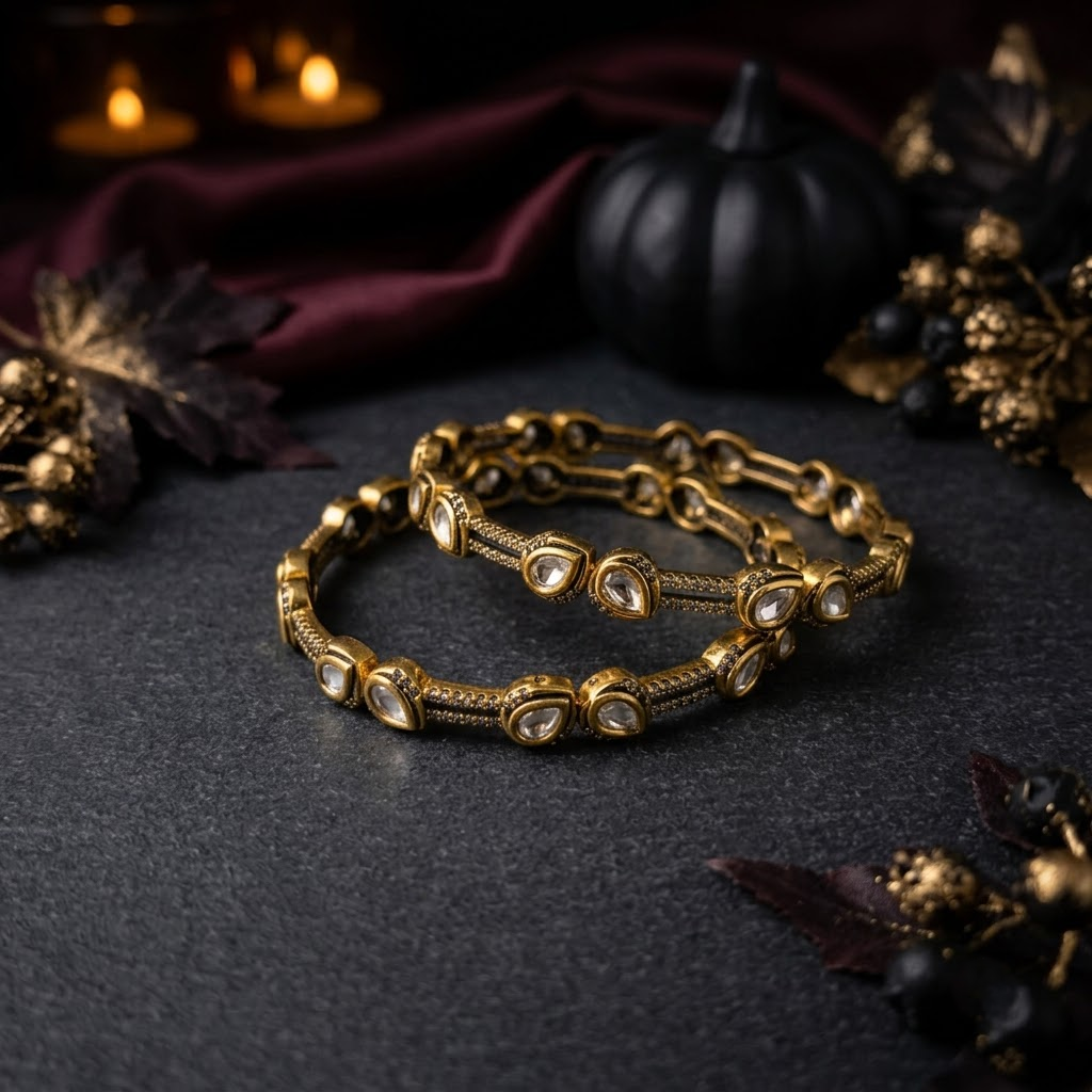 Elegant  Bangle Gold Pearl-Studded Designer