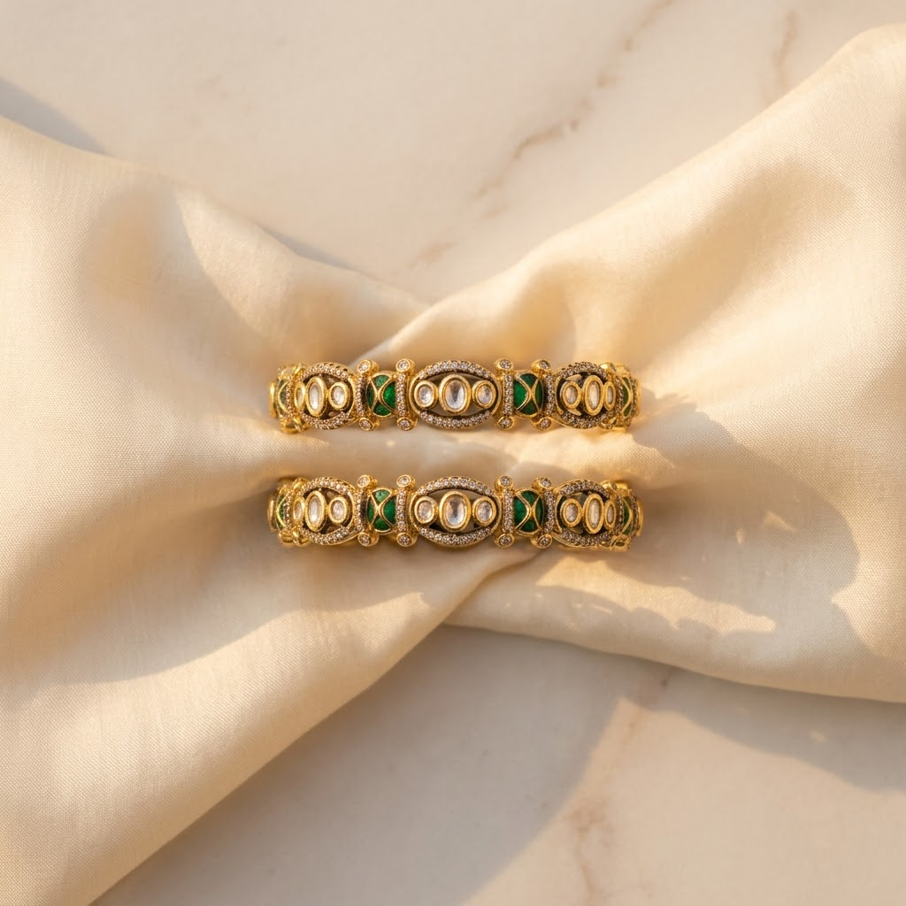 Ruby Kundan Bangles Set – Gold-Finish Traditional Designer