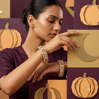 Royal Kundan Heritage Bangles – Elegant Gold-Tone Statement Set