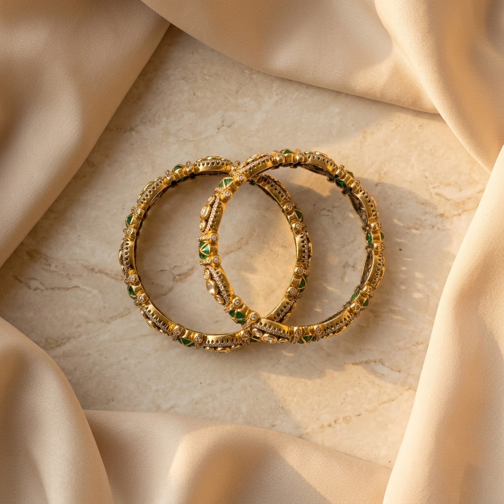 Ruby Kundan Bangles Set – Gold-Finish Traditional Designer